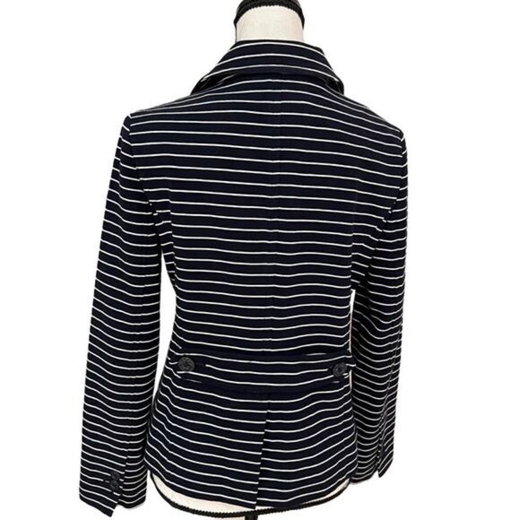Talbots Navy White Striped Jacket Nautical Blazer Womens Size Small Button Front - Picture 3 of 7